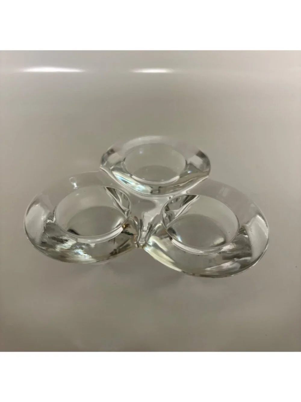 Party Lite Diamond Heavy Clear Glass Triple Tealight Candle Holder Vintage Retir